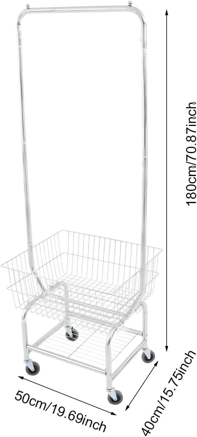 Heavy Duty Steel Wire Laundry Cart, Laundry Basket - Image 4