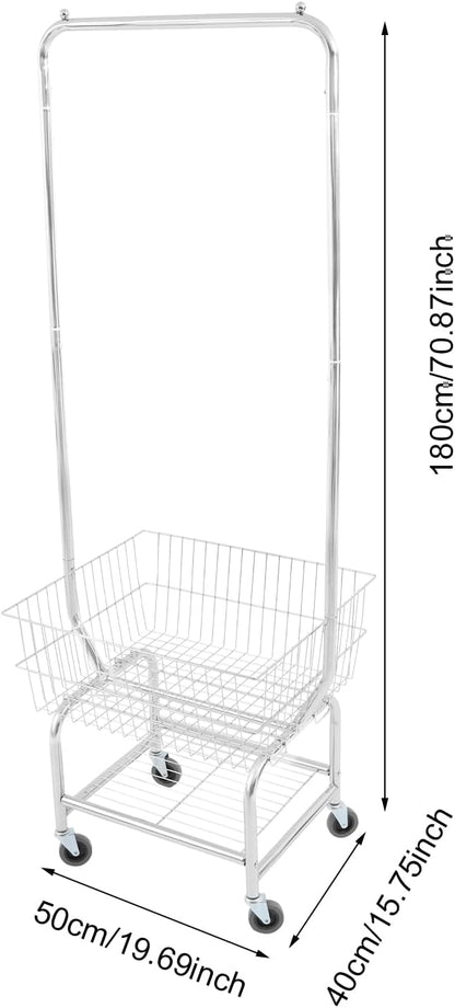 Heavy Duty Steel Wire Laundry Cart, Laundry Basket - Image 4