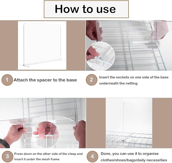 8 Pack Shelf Dividers for Wire Shelves, Acrylic Clear Closet Organizers and - Image 5