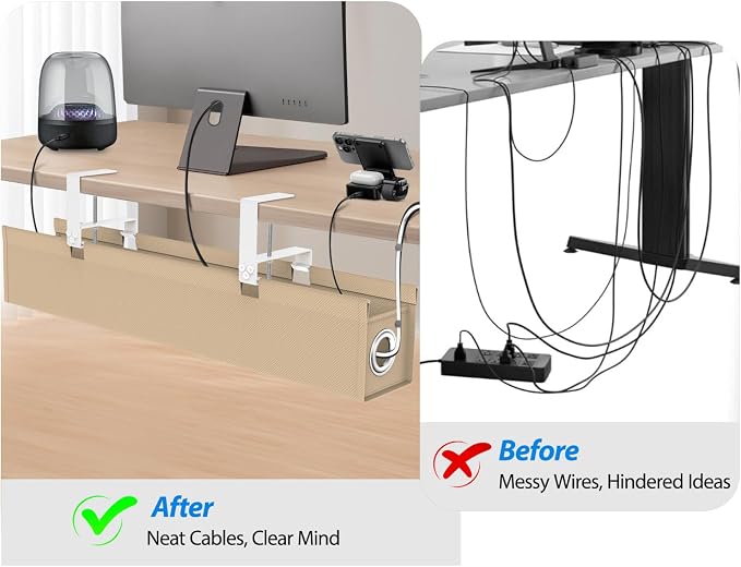 Under Desk Cable Management Tray, 60LBS Capacity, No Drill Installation - Image 2
