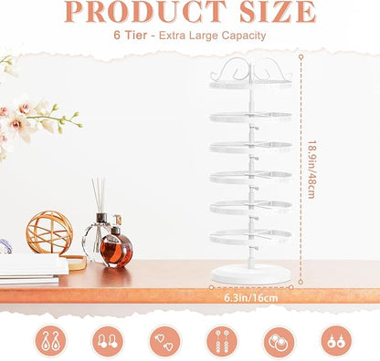 iDavosic.ly 6 Tier Metal Rotating Earring Holder Organizer Stand, Display Tree - Image 3
