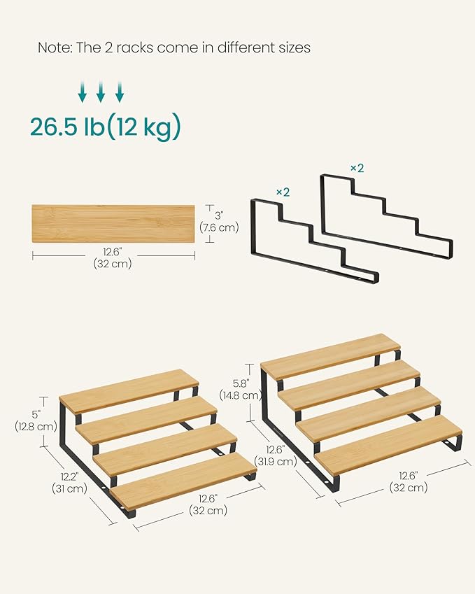 SONGMICS Display Risers, 4-Tier Cupcake Stand Holder, Spice Rack, Shelf Risers - Image 6