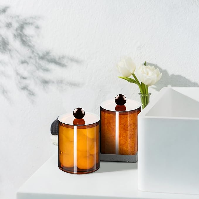 2 Pack Qtip Holder, Canister Apothecary Jar Set, Bathroom Jars - Image 6