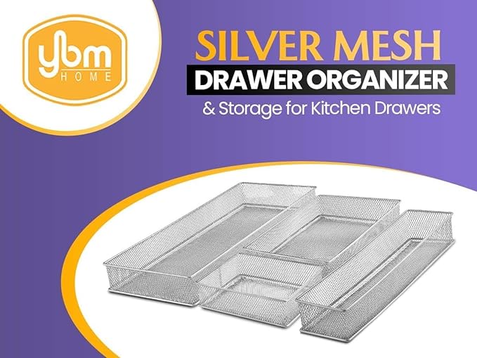 YBM HOME Silver Mesh Drawer Cabinet and or Shelf Organizer Bins, School Supply - Image 3