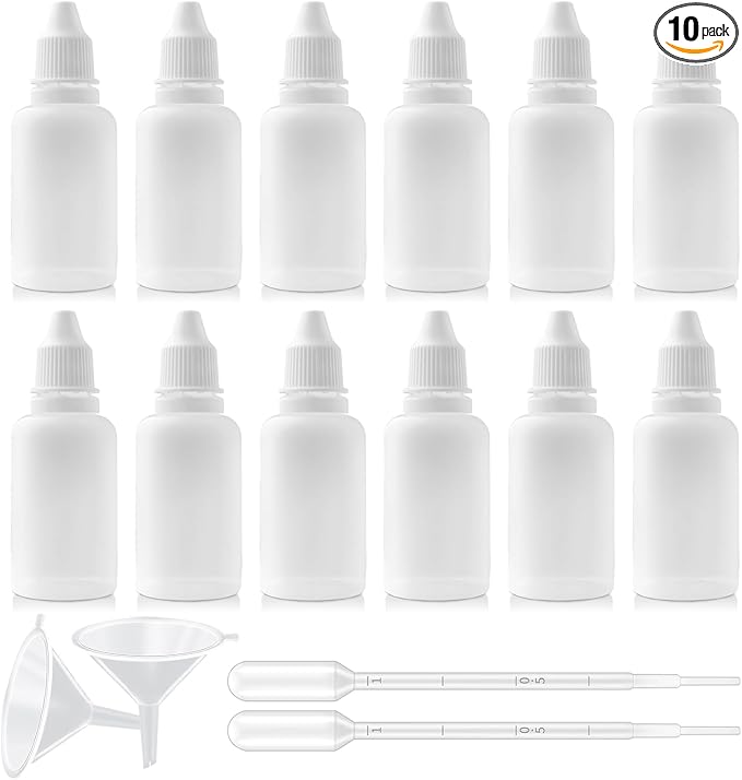 12PCS 15ML White Plastic Empty Squeezable Dropper Bottles Portable Eye Liquid by Unknown