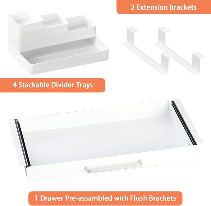 Under Desk Drawer White 21" - Image 3