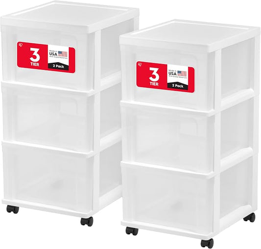 IRIS USA 3-Drawer Slim Narrow Storage Organizer Rolling Cart, school supplies by IRISUSA