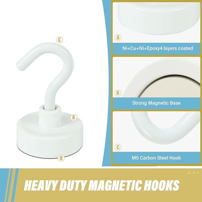 Neosmuk Magnetic Hooks, Heavy Duty 40lb+ Strong Magnet Hook - Image 4