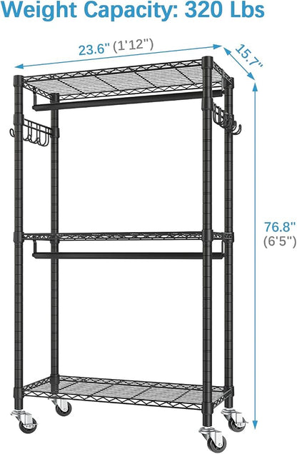 VIPEK R2 Mini Rolling Clothes Rack Heavy Duty Clothing Rack - Image 6