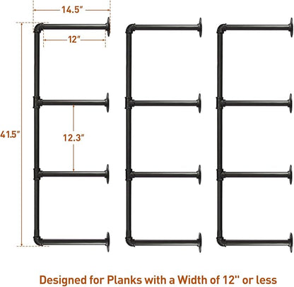 HITOMEN Industrial Iron Pipe Shelves, 3 Set 4-Tier 41.5" Tall 12" Depth - Image 3