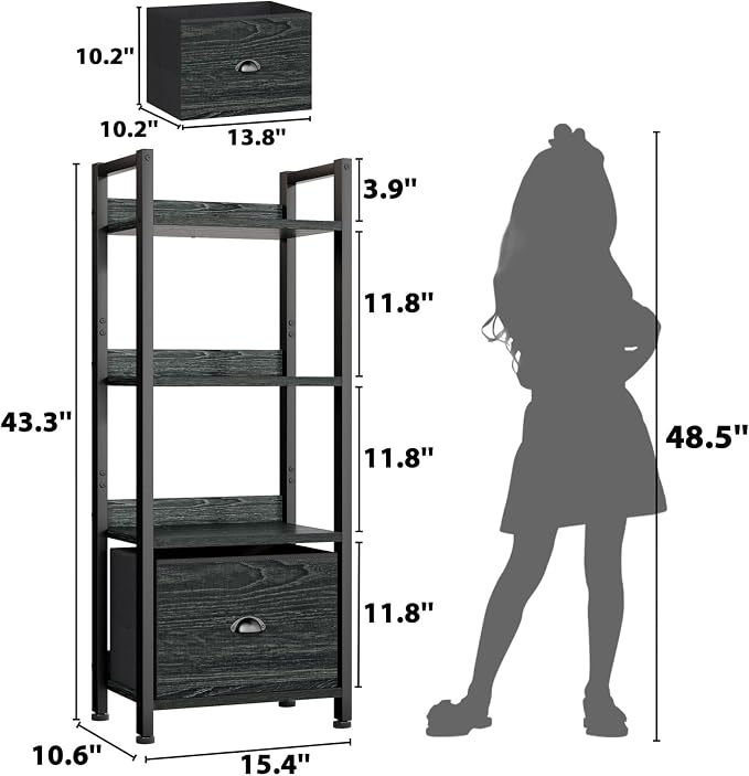 Furologee 4 Tier Bookshelf - Image 3