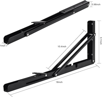 YUMORE Folding Shelf Brackets, 18 Inch Heavy Duty Collapsible Shelf Bracket - Image 6