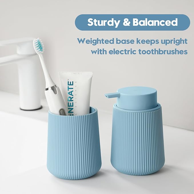YAUKPH Light Blue Striped Toothbrush Holder - Image 5