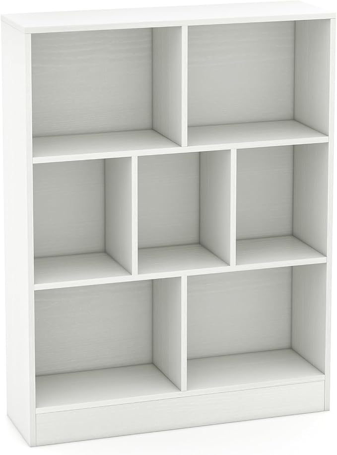 Giantex 7 Cube Bookcase, 4-Tier Freestanding Bookshelf w/ 7 Open Compartments - Image 9