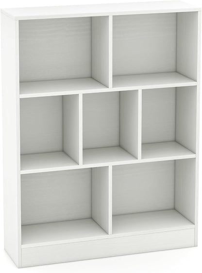 Giantex 7 Cube Bookcase, 4-Tier Freestanding Bookshelf w/ 7 Open Compartments - Image 9