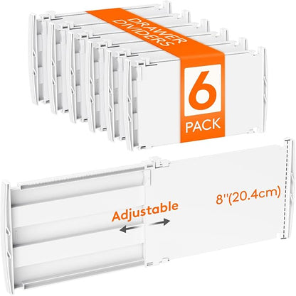 Lifewit 8" High 6 Pack Deep Drawer Dividers, 13.8-22.5" Adjustable Dresser by Lifewit