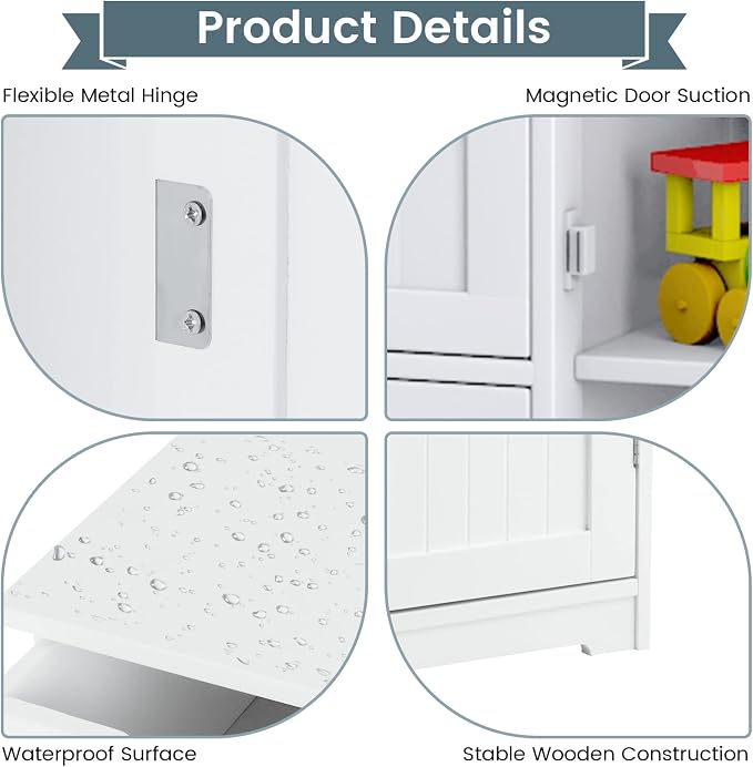 COSTWAY Bathroom Storage Cabinet, Wooden Storage Cupboard Organizer - Image 6