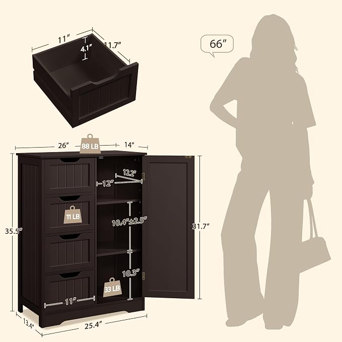 Yaheetech Large Bathroom Floor Cabinet - Image 3