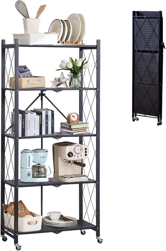 GlowSol 5 Tiers Folding Storage Shelves by GLOWSOL
