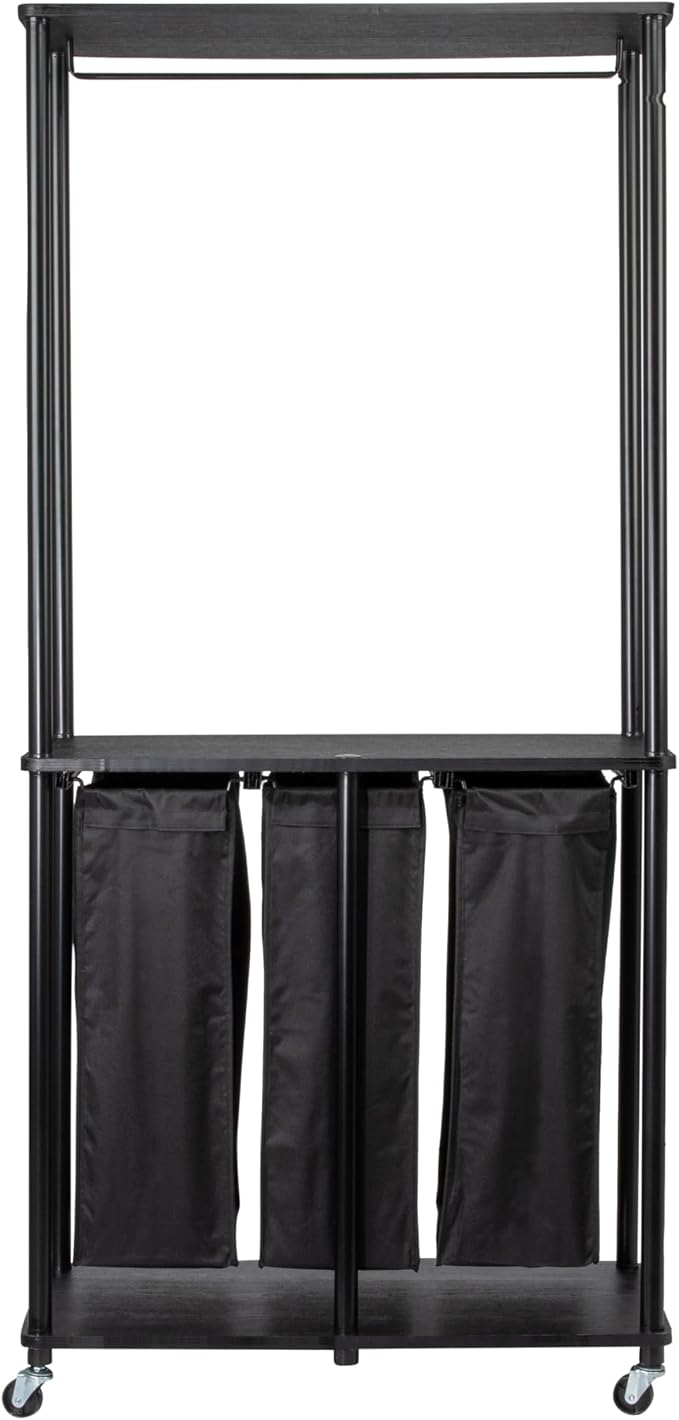 Household Essentials 3-Bag Laundry Center, Smooth Laminate Shelving, Sturdy - Image 7