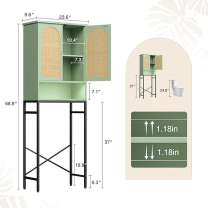 Befrases Rattan Toilet Storage Cabinet, Over the Rack Wood Cabinet - Image 2