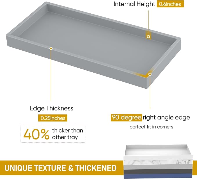 Bathroom Counter Tray, EG-SIPRO High-Grade Thickened Silicone Bathroom Vanity - Image 2