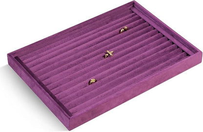 Velvet Ring Display Tray, Stackable Muilt Slot Rings Ear Stud Storage Tray - Image 4