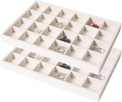 Coward 2PC Stackable 24 Gird Jewelry Organizer Tray Necklace Earring Box by FocusOnJewelryDisplay15yrs