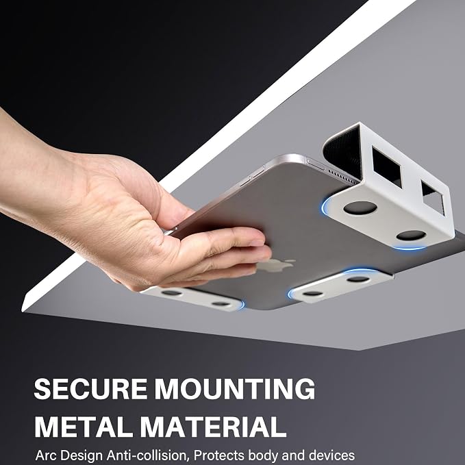 BYMECOST Under Desk Laptop Mount, Metal Under Desk Storage Holder, - Image 2