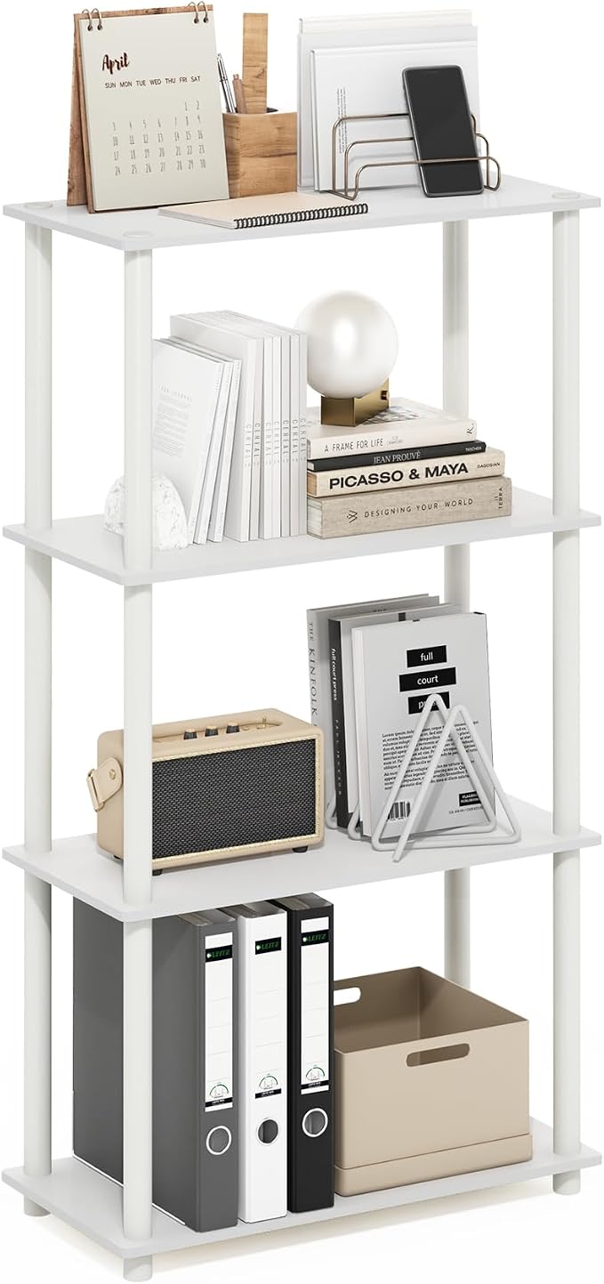Furinno Turn-N-Tube Storage Shelves, 4-Tier Toolless Book Shelf, Corner Shelf by Furinno-FitsYourSpaceFitsYourBudget