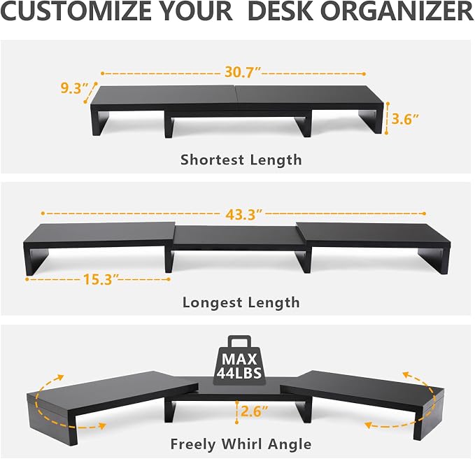 TAVR Dual Monitor Stand Riser Office Desktop Organizer Stand - Image 3