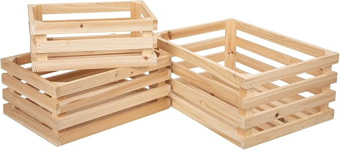 Set of 3 Nesting Wooden Storage Crates - Image 7