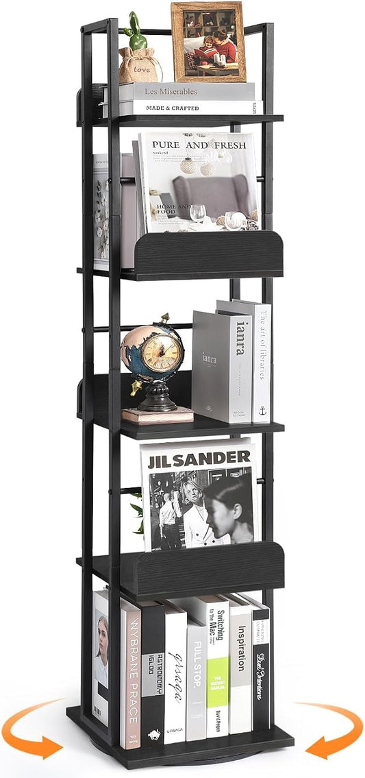Bikoney Rotating Bookshelf, 360 Display Spinning Bookshelf Tower, 5-Tier Narrow by Bikoney