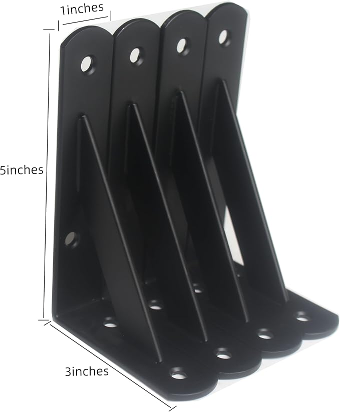 16 Pack L5 x H 3" Black Heavy Duty Shelf Brackets - Image 2