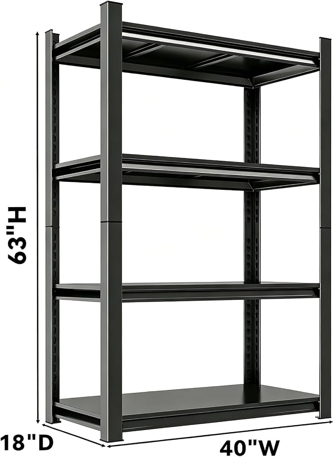 4 Shelf Storage Rack, Heavy Duty Adjustable Metal Shelving Unit, Garage & - Image 2