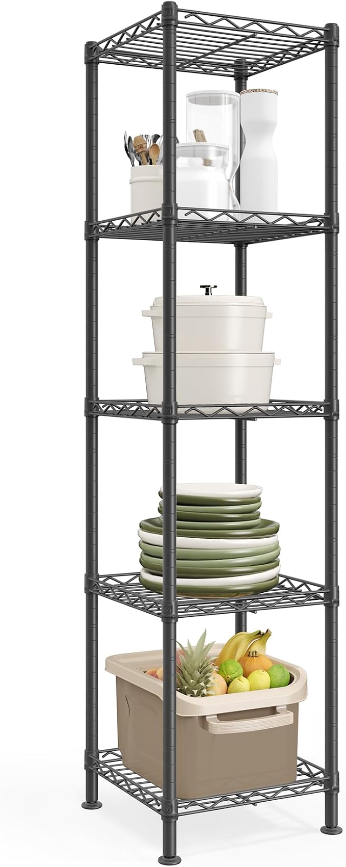 SONGMICS Storage Shelf, Metal Wire Shelving Unit, 5 Tier, Ink Black | Small by Unknown