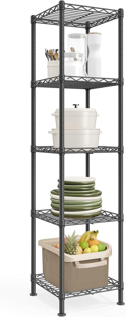 SONGMICS Storage Shelf, Metal Wire Shelving Unit, 5 Tier, Ink Black | Small by Unknown