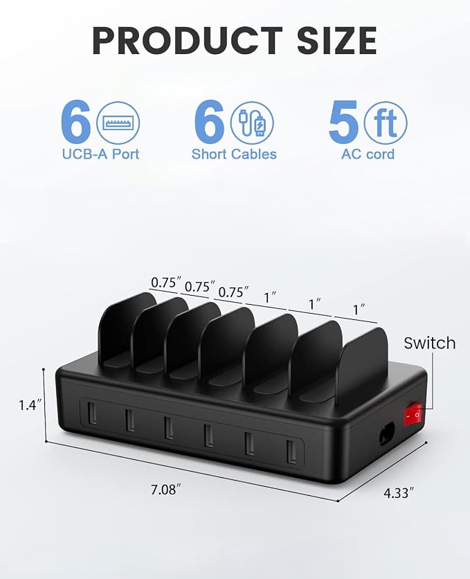 CREATIVE DESIGN 50W 6 Ports Multi Charger Station - Image 7