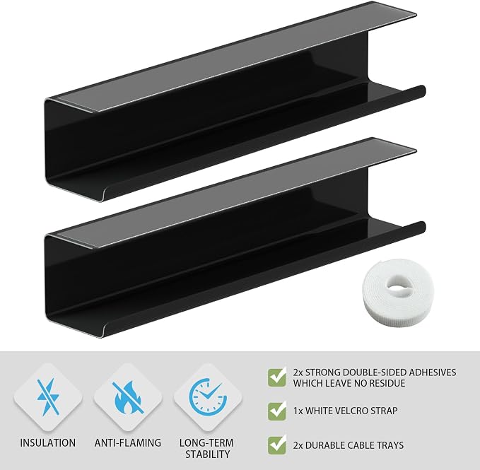 2 Pack No-Screw Cable Management Under Desk, Self-Adhesive Cord Organizer - Image 3