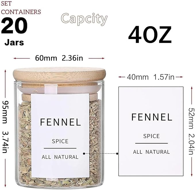 Glass Spice Jars with Bamboo Lids - Image 2