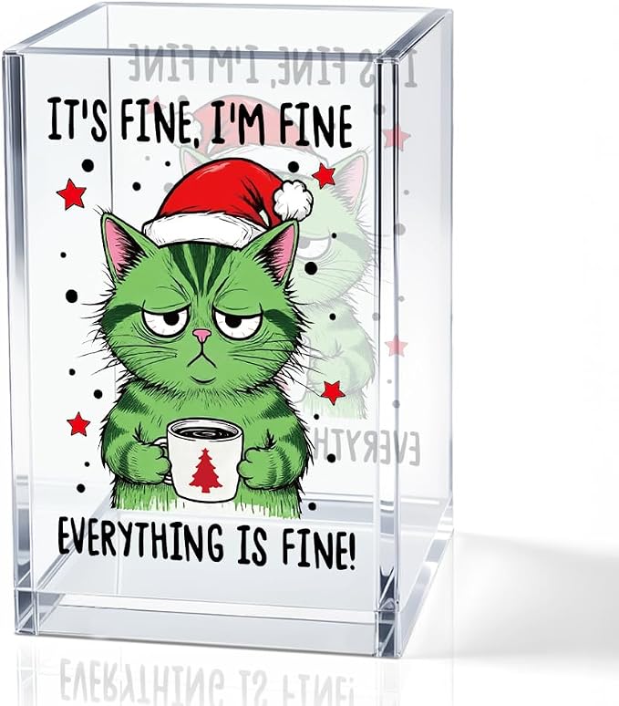 It's Fine I'm Fine Everything Is Acrylic Makeup Brush Pencil Holder Cup by QYUVK