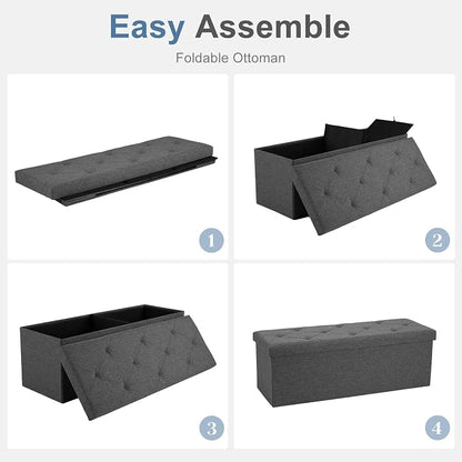 DUMOS 43 Inch Folding Storage Ottoman Bench, Large Ottoman - Image 8