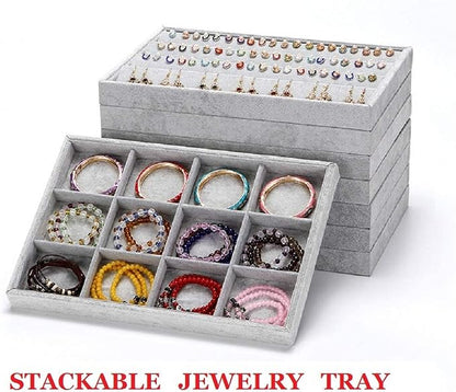 Stratalife 12 Grid Jewelry Organizer Tray, Stackable Drawer Earring Organizer - Image 2