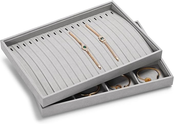 18Slots Necklace Braclet Tray Velvet Jewelry Trays Microfiber Jewelry Drawer - Image 9