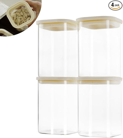 4pcs 40oz Square Pantry Glass Jars by CozNido