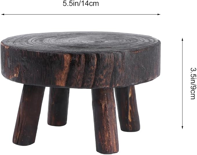 Mini Wooden Stool Display Stand, ULTECHNOVO Solid Wood Stool Plant Stand - Image 2