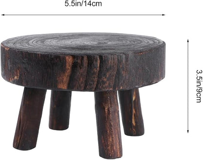 Mini Wooden Stool Display Stand, ULTECHNOVO Solid Wood Stool Plant Stand - Image 2