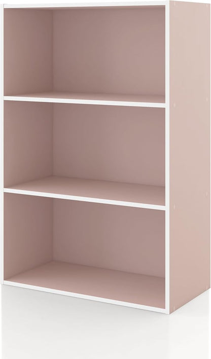Homes: Inside + Out Apexa 3-Tier Cube Storage Organizer Shelves, Stackable Wood by HOMESInsideOut