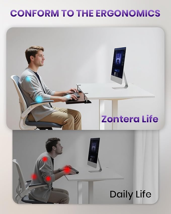 Ergonomic Mouse & Keyboard Tray Under Desk, Pull Out - Image 3