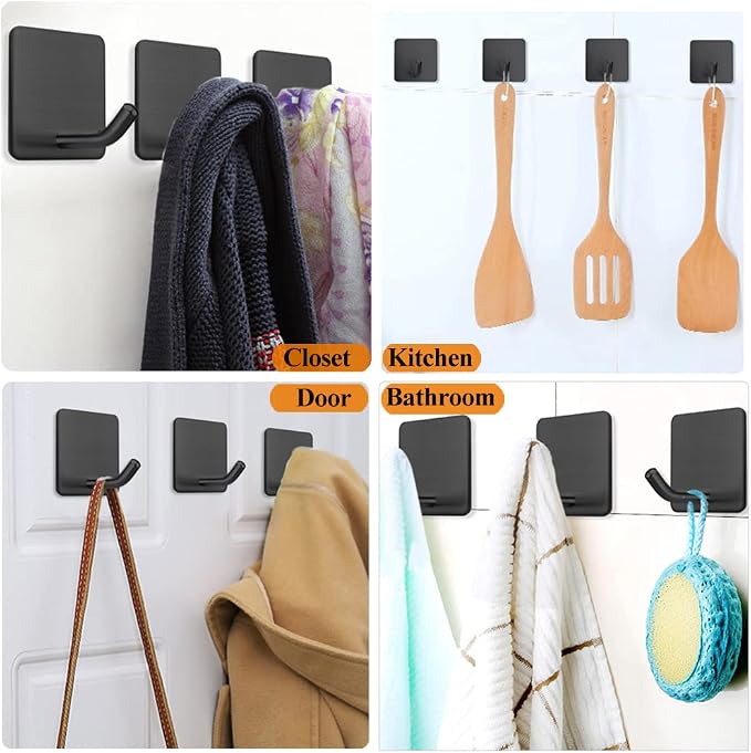FOTYRIG Adhesive Towel Hooks No Drill Wall Hooks Stick on Wall Hangers Shower - Image 7